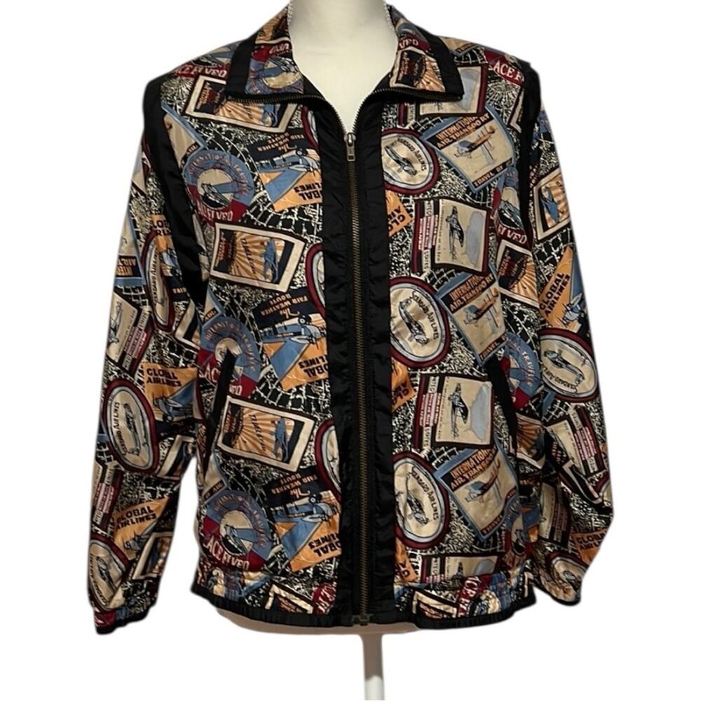 Lavon Vintage Silk Women’s Travel Aviation theme Jacket Small Petite SP